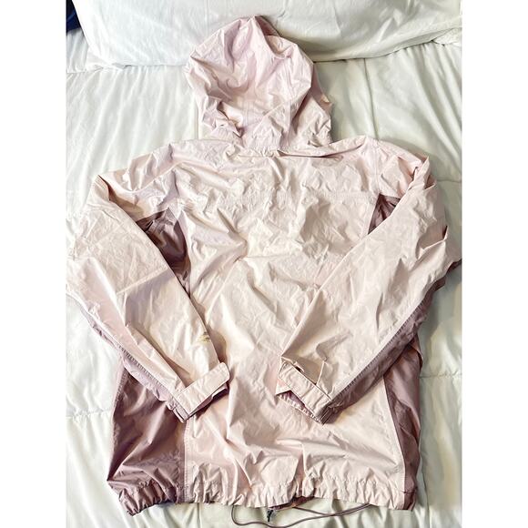 Columbia Women’s Large Beige Pink Rain Jacket Hooded Nylon Windbreaker - Picture 7 of 9